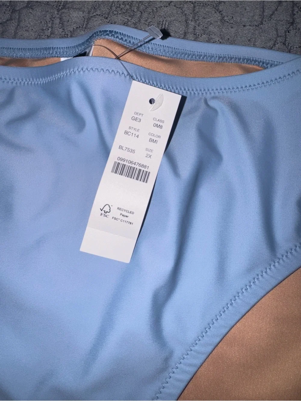 NWT J. Crew Full Coverage Bikini Bottoms Light Blue 2X